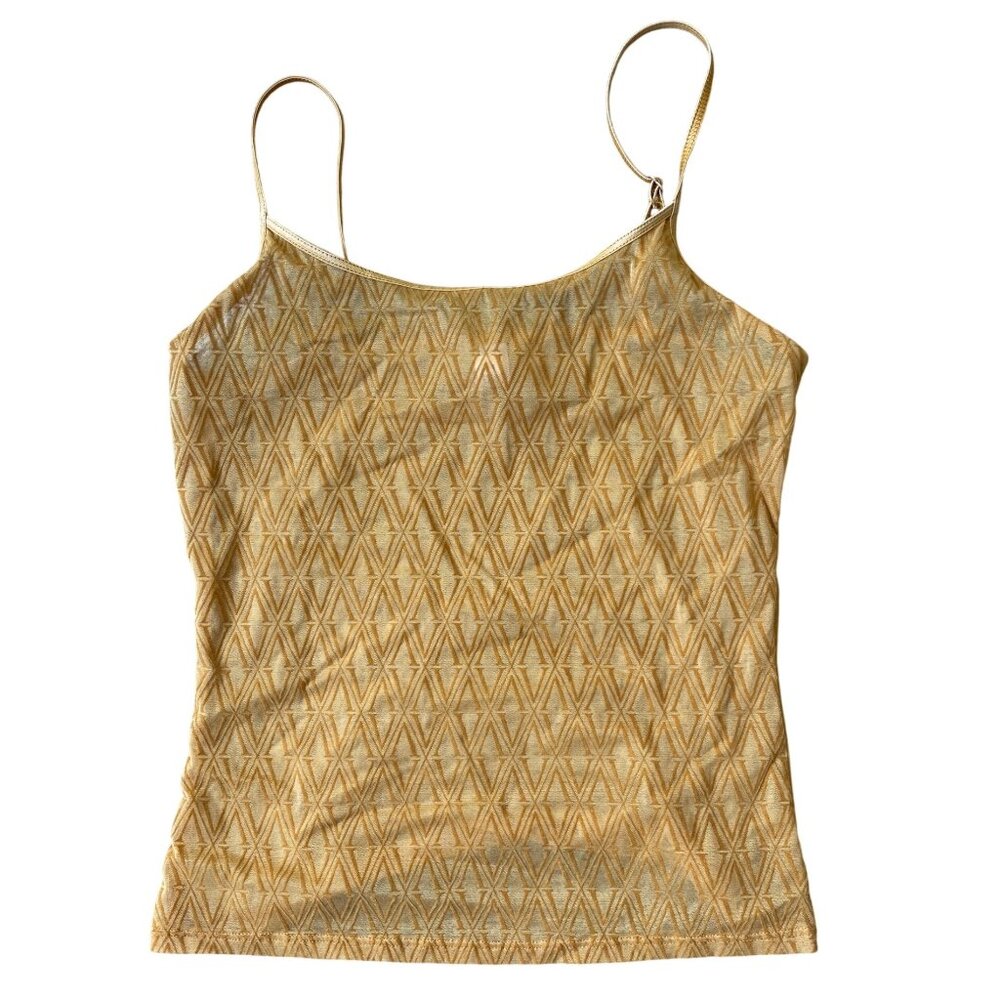 Victoria's Secret VTG Gold Velour Monogram Tank Top Small Boudoir Chic MCBling